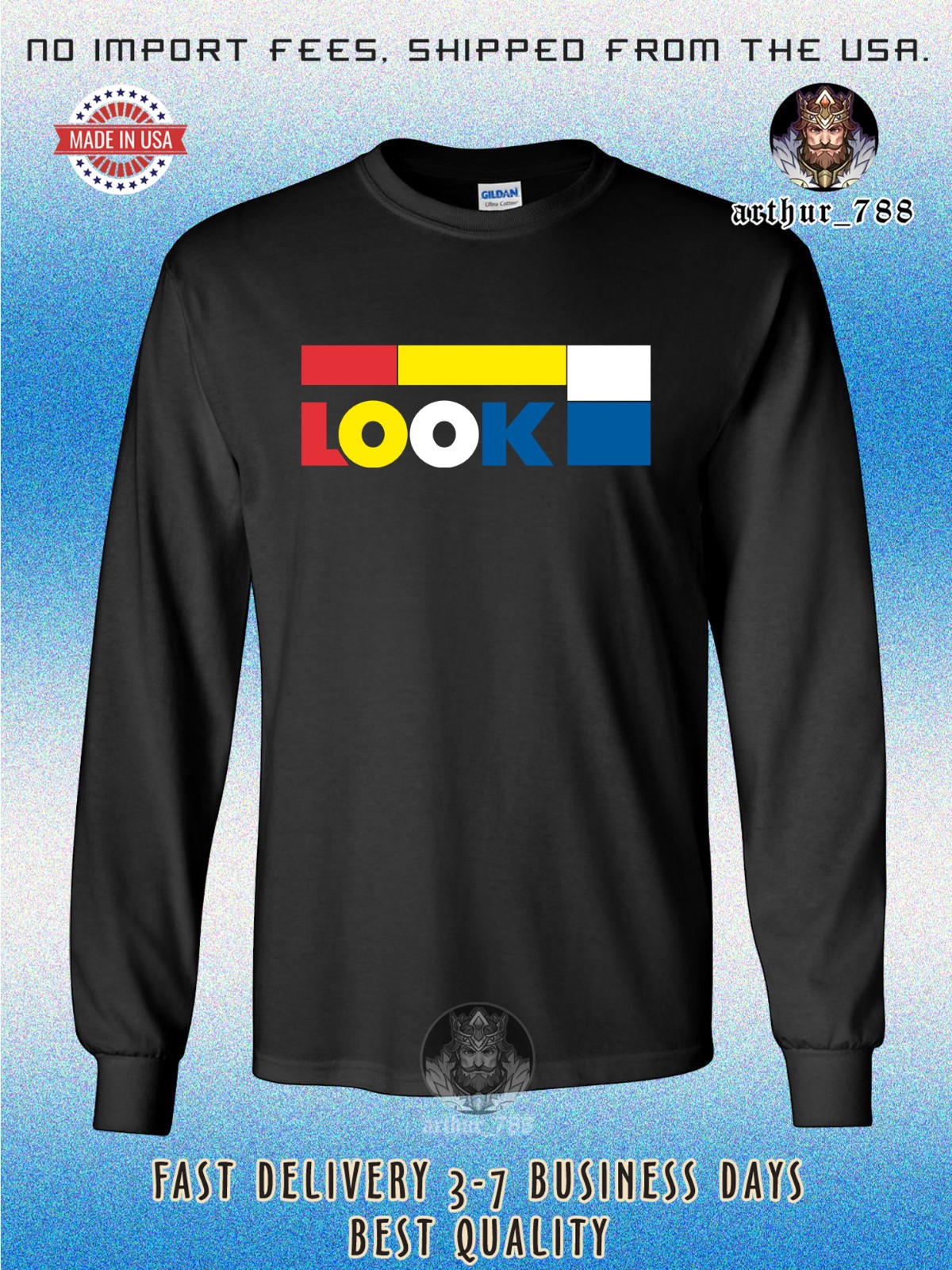New LOOK Cycle Logo Men’s Long Sleeve T-Shirt American Size T-Shirt