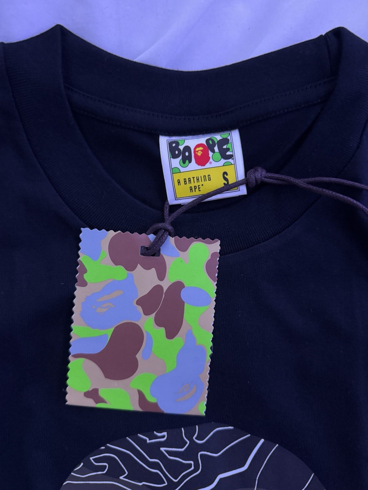 A Bathing Ape BAPE Men’s Black Graphic Logo Tee Crew Neck Short Sleeve Size S