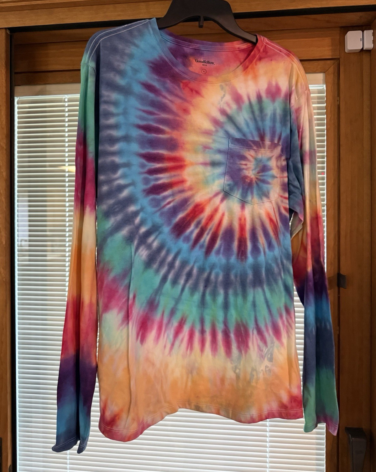 Goodfellow & Co Men’s XL Tie-Dye Multicolor Long Sleeve Crew Neck Pocket Tee