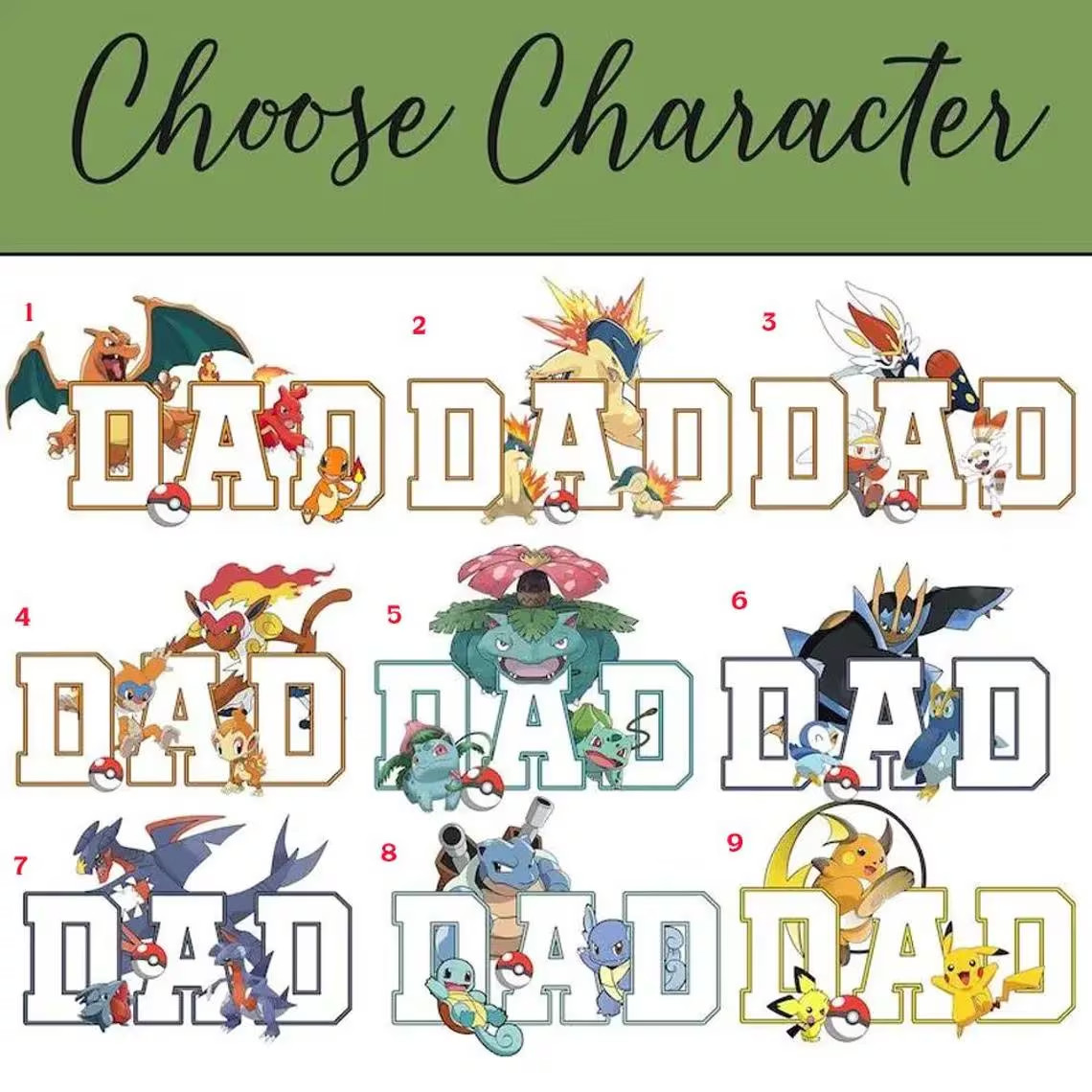 PokaDad Custom Shirt, Personalized Anime Characters, Father’s Day Gift Shirt