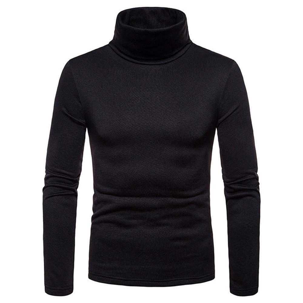 Men Turtle Roll Neck T Shirt Long Sleeve Winter Warm Thermal Stretch Jumper Tops