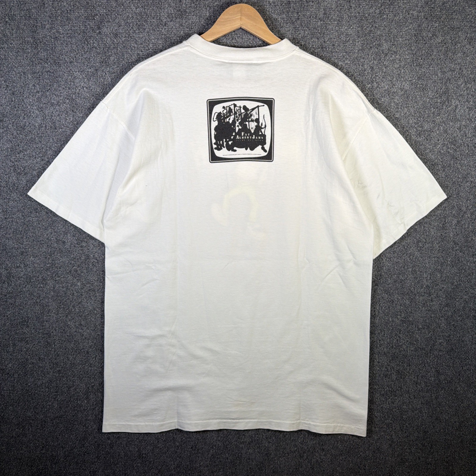 Vintage Fat Albert Shirt Mens XL White 90s USA Mushmouth Cartoon Rare Parody USA
