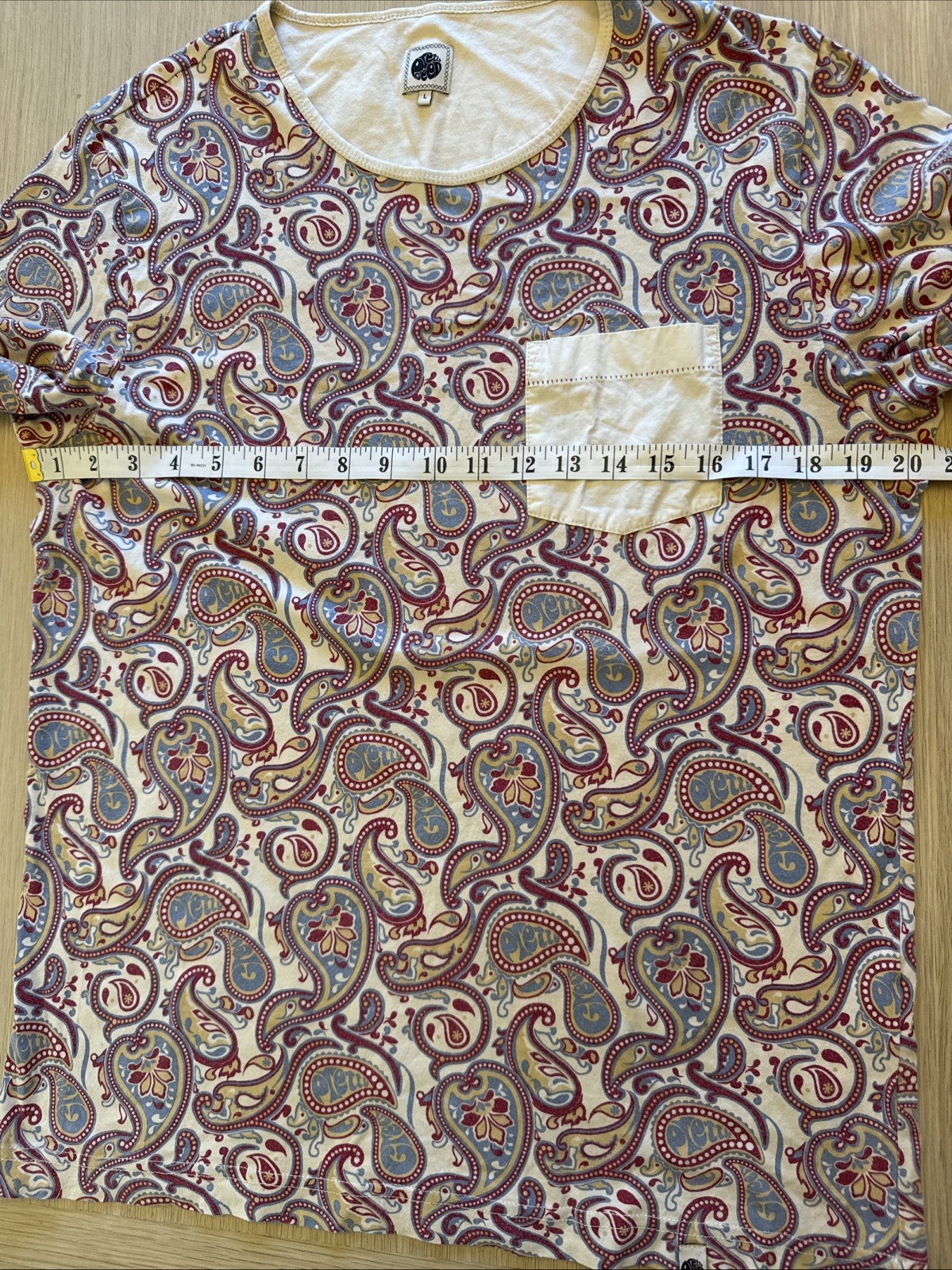 Pretty Green L Multicoloured Paisley Pattern Pocket T Shirt