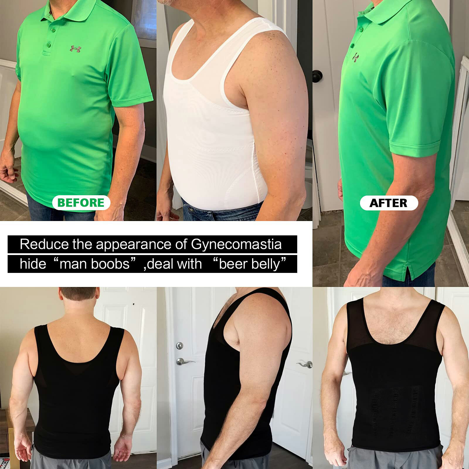 Men’s Fashion Compression T-Shirt Body Shaper Crew Neck Muscle Workout Tank Top