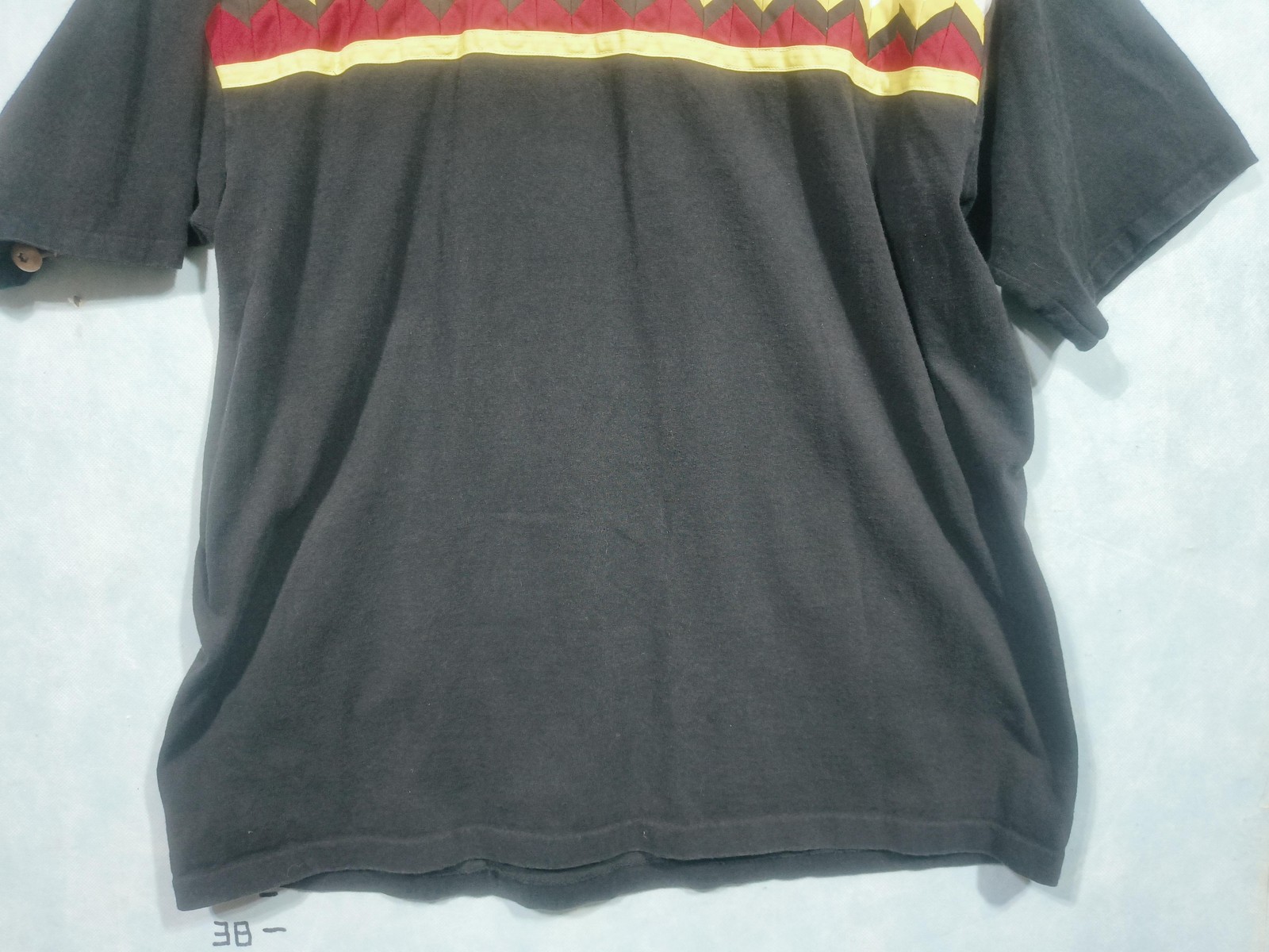 Fashion Gear Shirt Mens XL Black Geometric Pleated Crew Neck Cotton Jersey