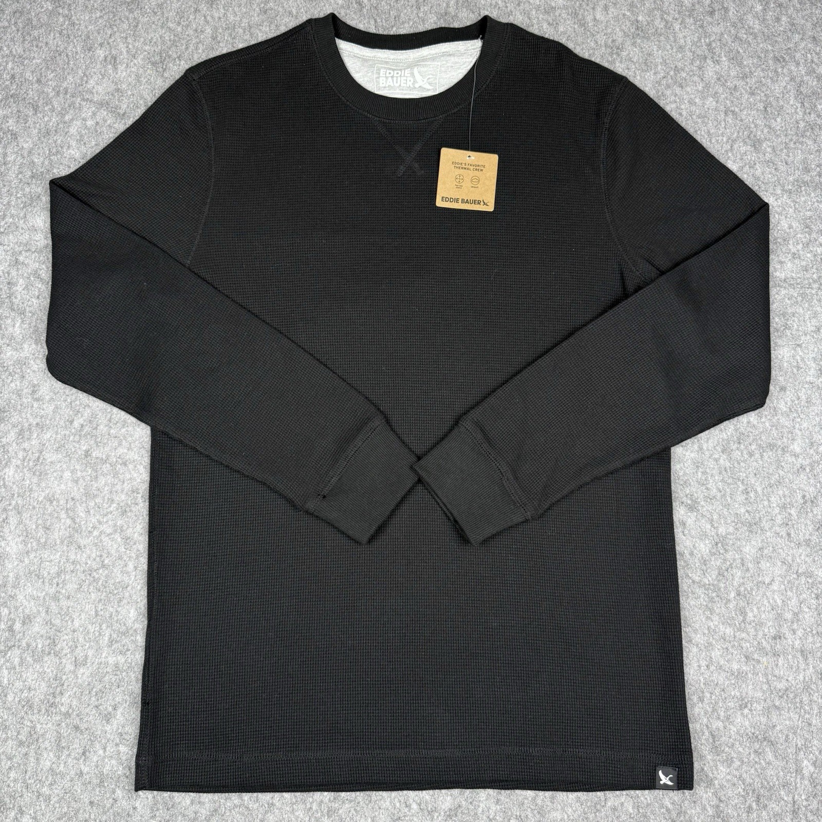 Eddie Bauer NWT Shirt Mens Small Black Crew Neck Long Sleeve Casual Thermal Knit