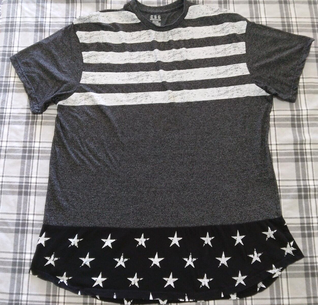 CSG Champs Sports Gear Mens Short Sleeve T-Shirt Round Hem Stars Stripes Sz 2XL