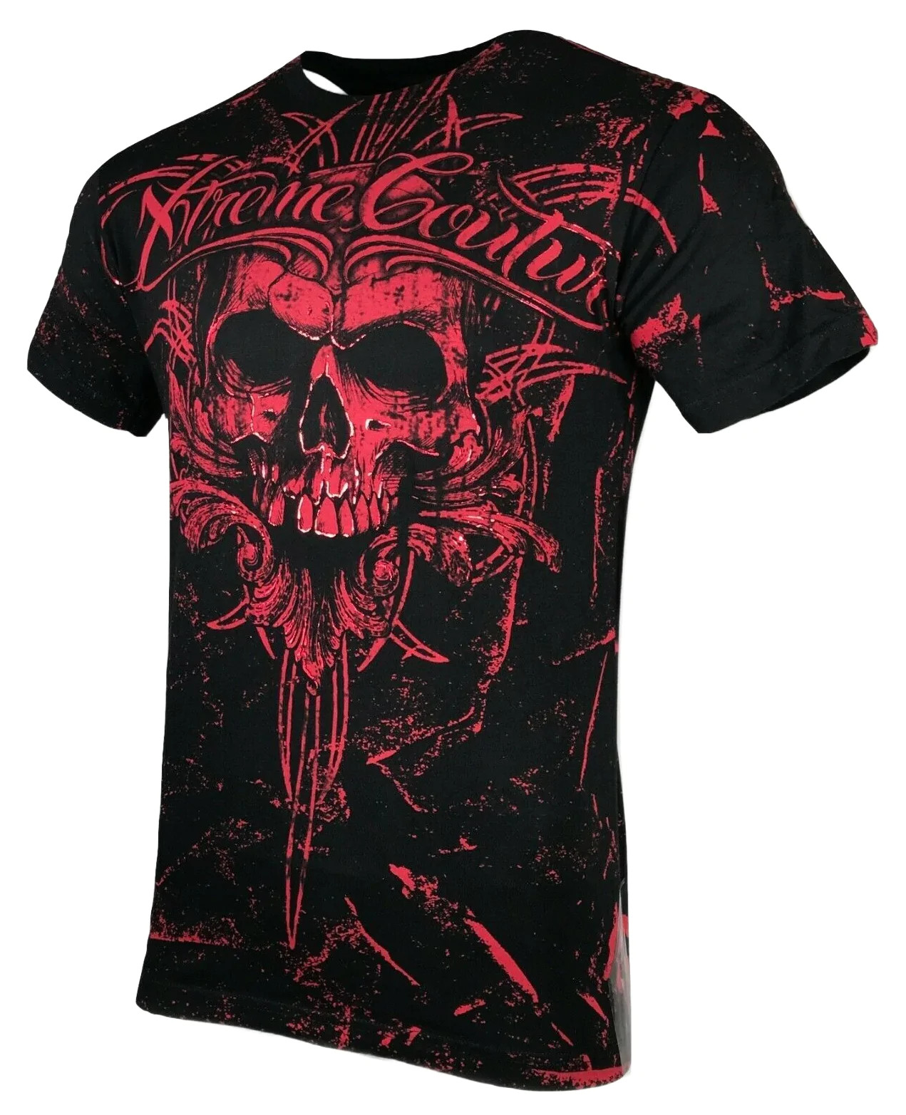 Xtreme Couture By Affliction Men’s T-Shirt VICTORY Skull Biker MMA Black S-5XL