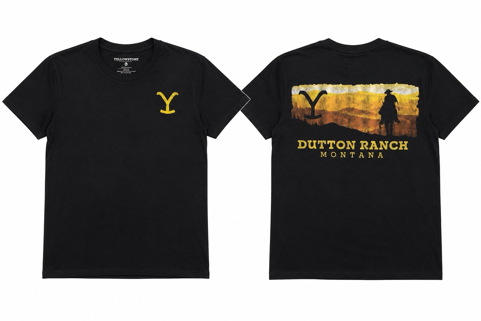 Yellowstone Dutton Ranch Montana Double Sided T-Shirt Men’s L Black NWOT