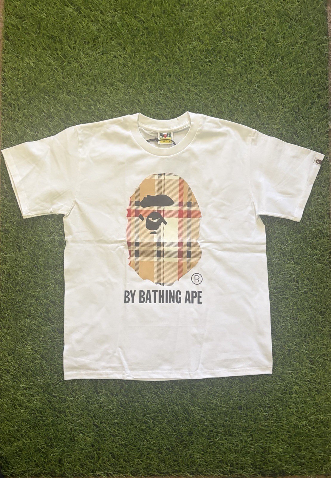 A Bathing Ape BAPE Men’s White Graphic Logo Print Crew Neck T-Shirt Size L