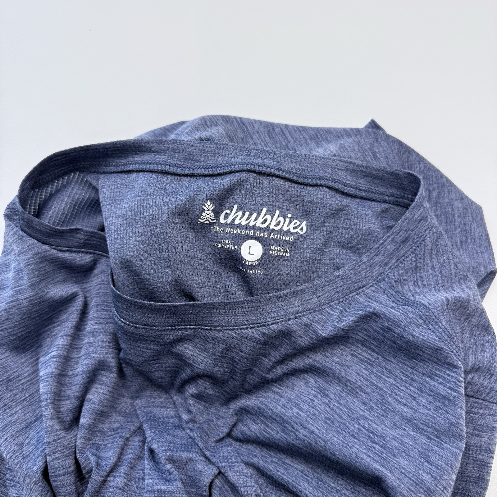Chubbies Performance T Shirt Mens Size L Heathered Blue The Weekend Has Arrived