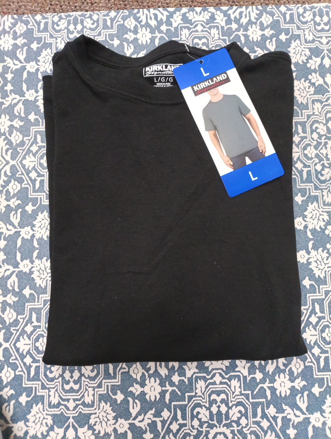 Kirkland Signature T-Shirt Mens Large 100% Pima Cotton Black NOS w/ Tag