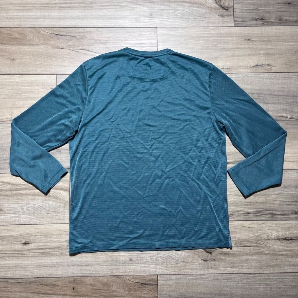 Tommy Bahama Mens Crew Neck Long Sleeve Tencel Modal Shirt Size L Green