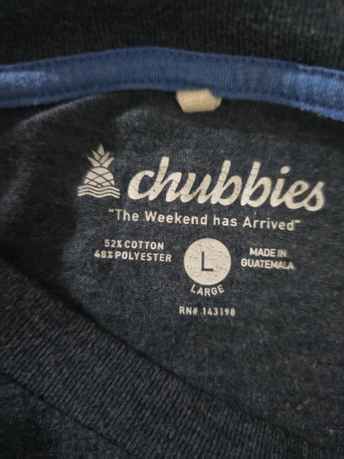 Chubbies Mens Large The Relaxer Blue Weekend Arrived Pocket Graphic Long T Shirt