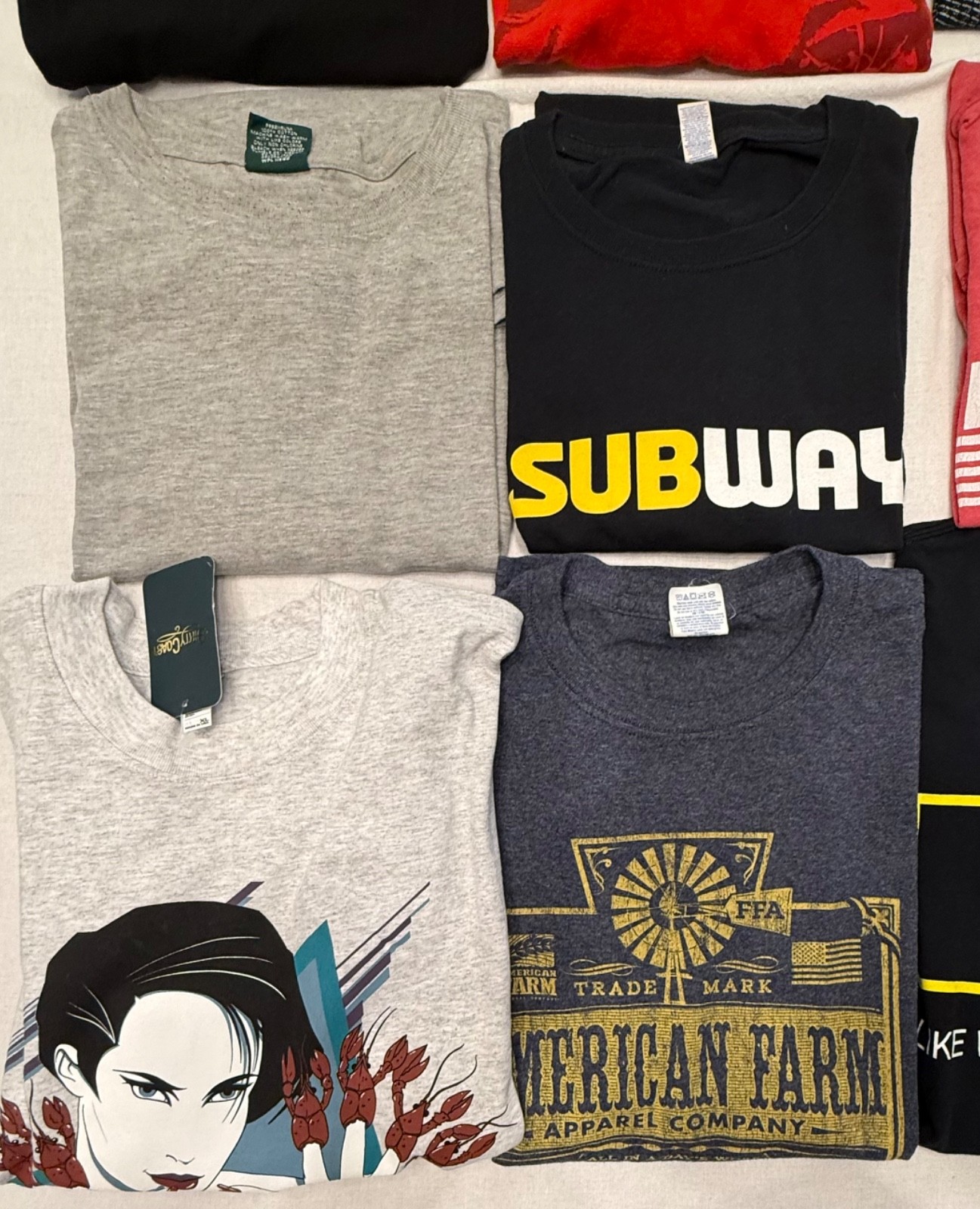 Lot Of 12 T-Shirts Sizes L XL Y2K Modern Humor Hard Rock Ralphie Music Etc