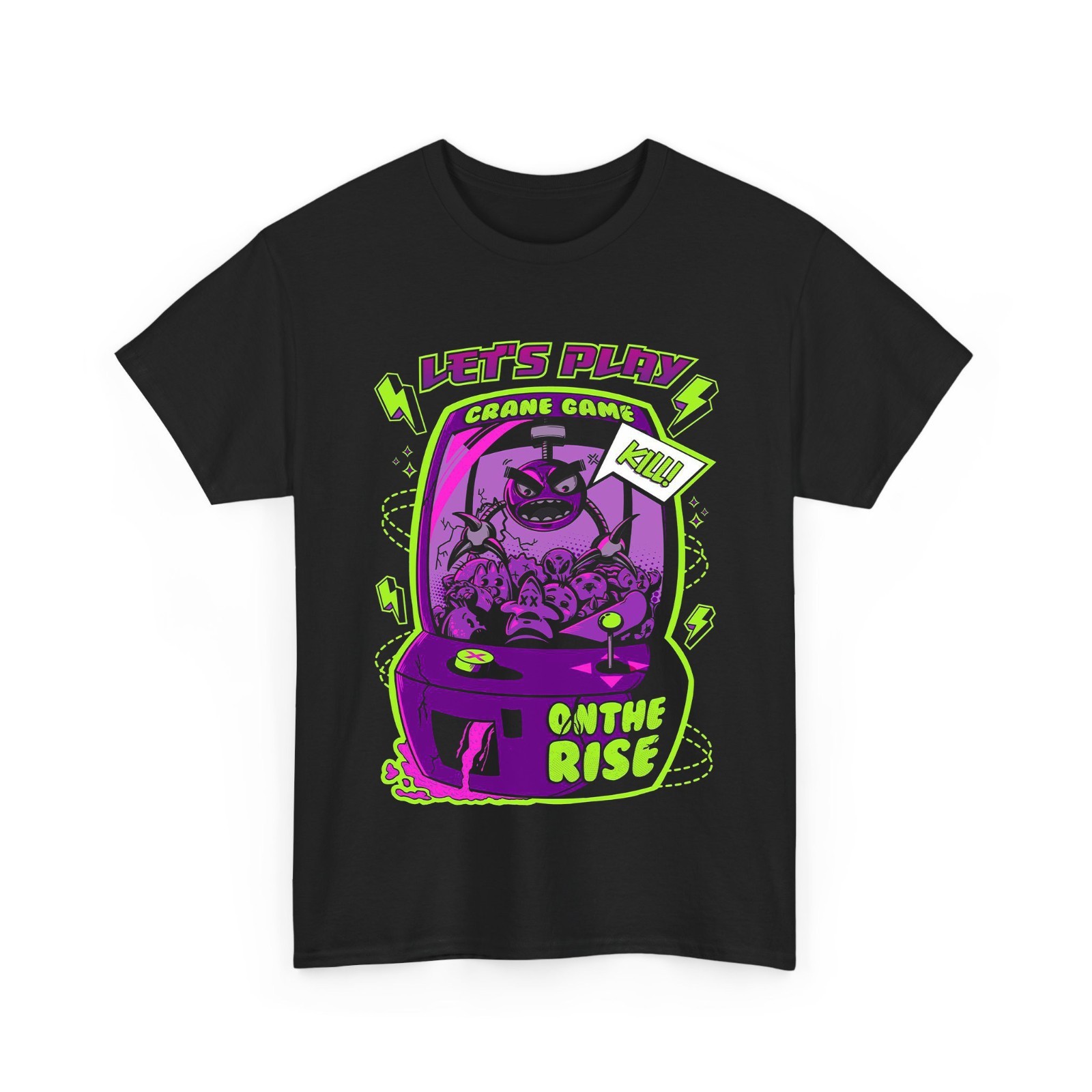 Retro Arcade Crane Game Machine Purple Neon Men T-Shirt