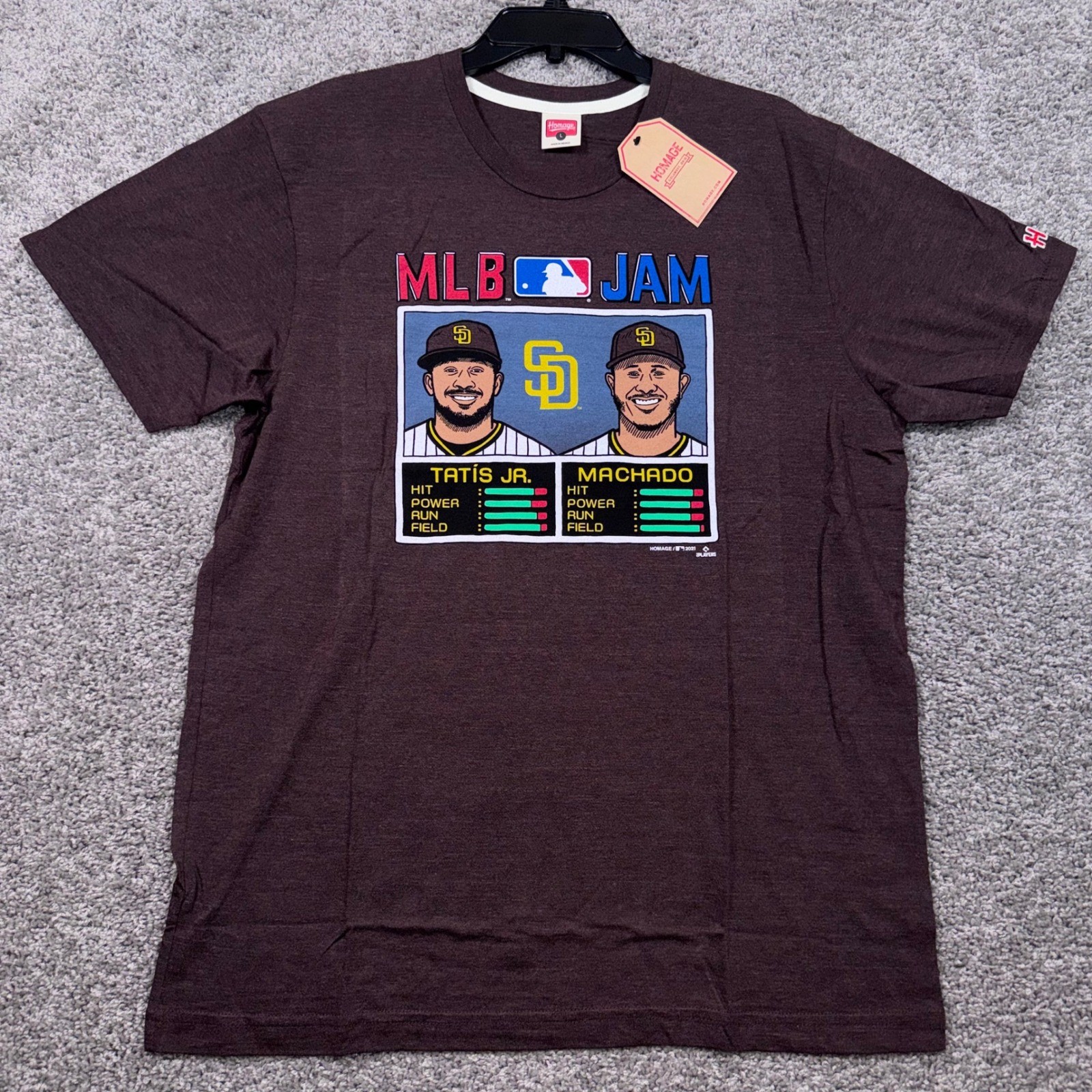 Homage MLB Jam San Diego Padres Tatis Jr Machado Mens Brown Large NEW