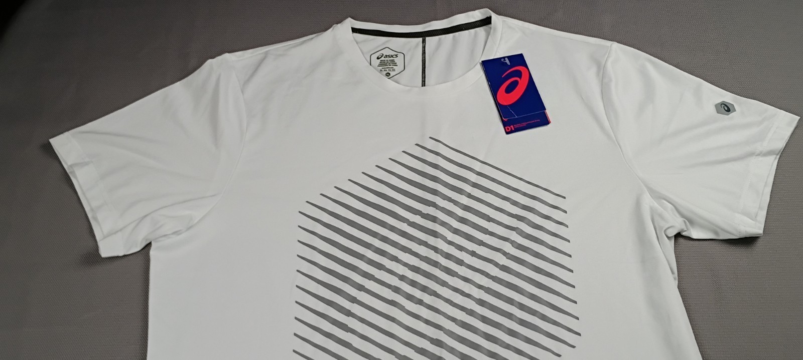 Asics White T Shirt Men Size XL SD Graphic SS Top Running Casual Reflective D1