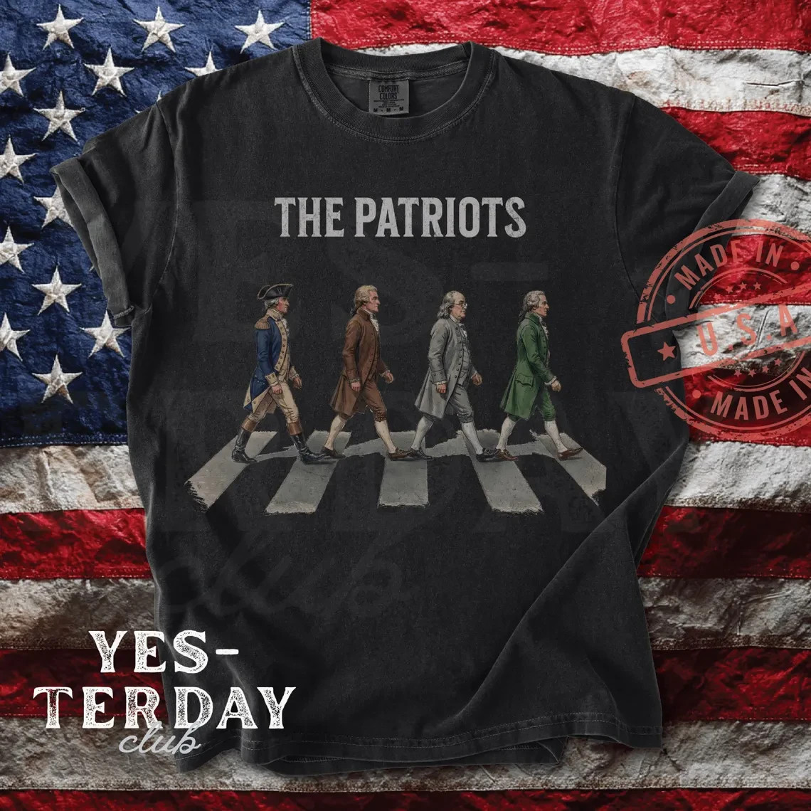 The Patriots Founding Fathers Walking Abbey Road American Flag Patriotic T-Shirt