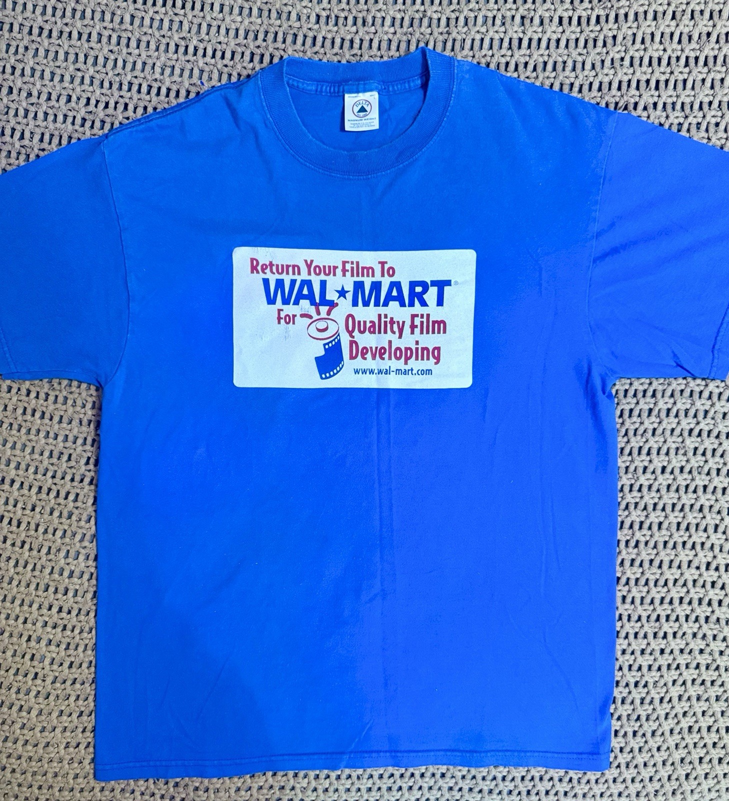 Vintage 90’s Walmart Quality Film Promo Tee Blue Size Large Made In USA Rare 90s
