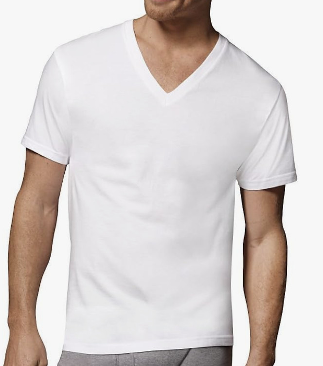 T Shirt V Neck White Most Comfortable 100% Cotton Men’s L By Hanes