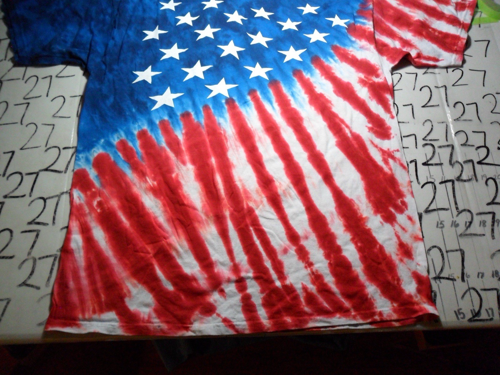 2XL USA Red White And Blue Tye Dye Liquid Blue Brand Shirt