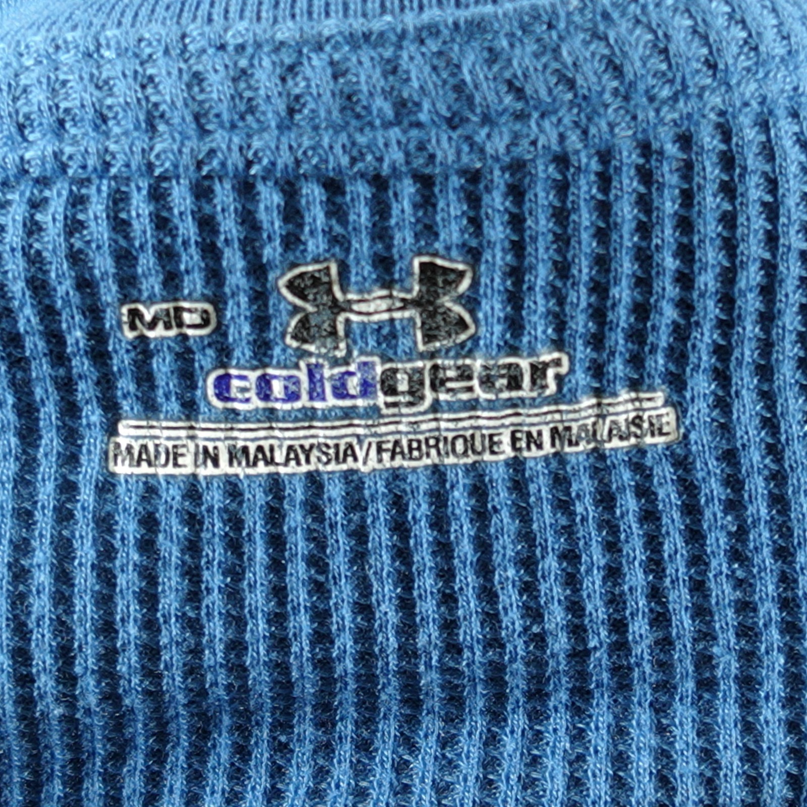 Under Armour Shirt Mens Medium Blue Long Sleeve Thermal Crew Neck Waffle Knit