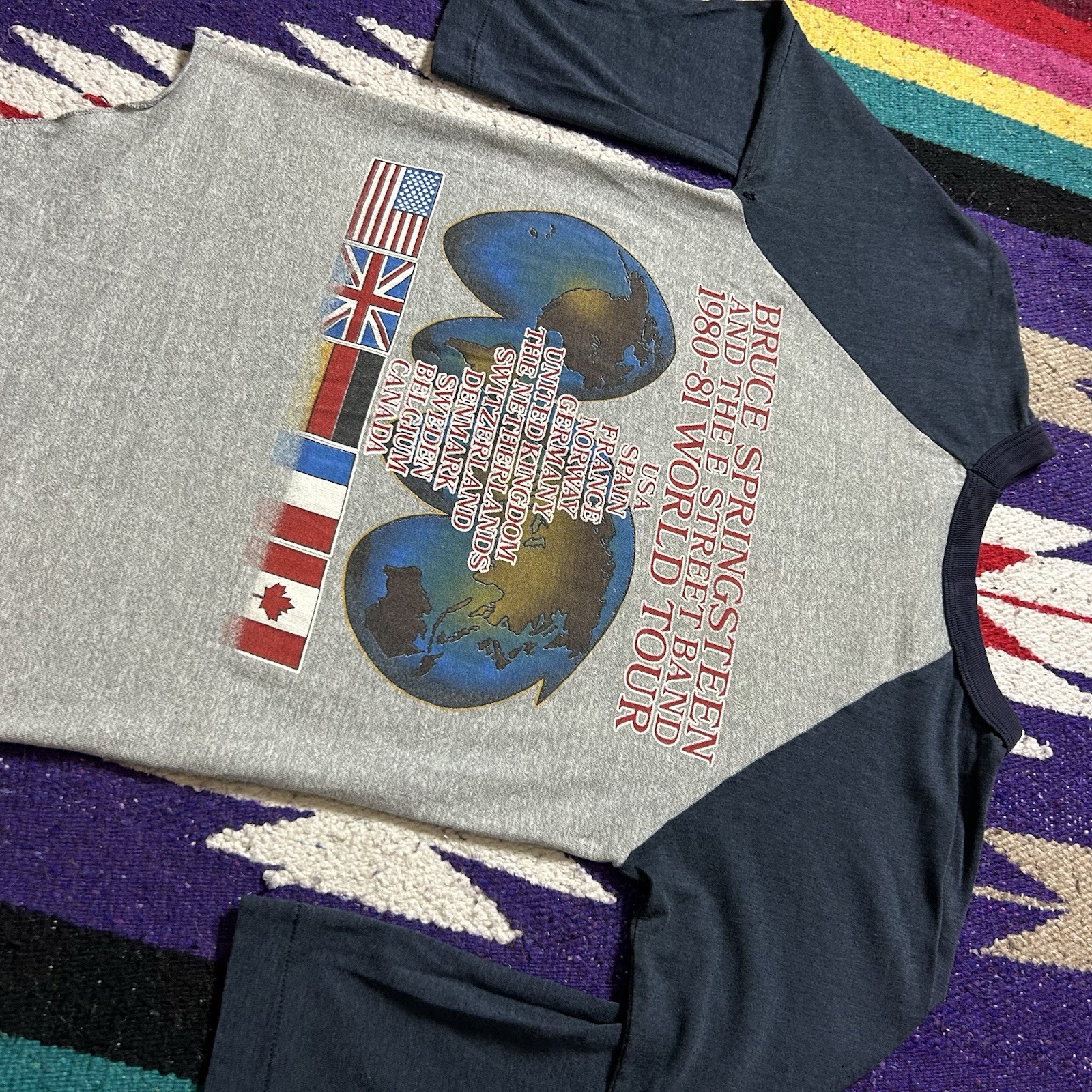 Vintage 80s Bruce Springsteen E Street Band World Your 1981 Raglan T Shirt Small