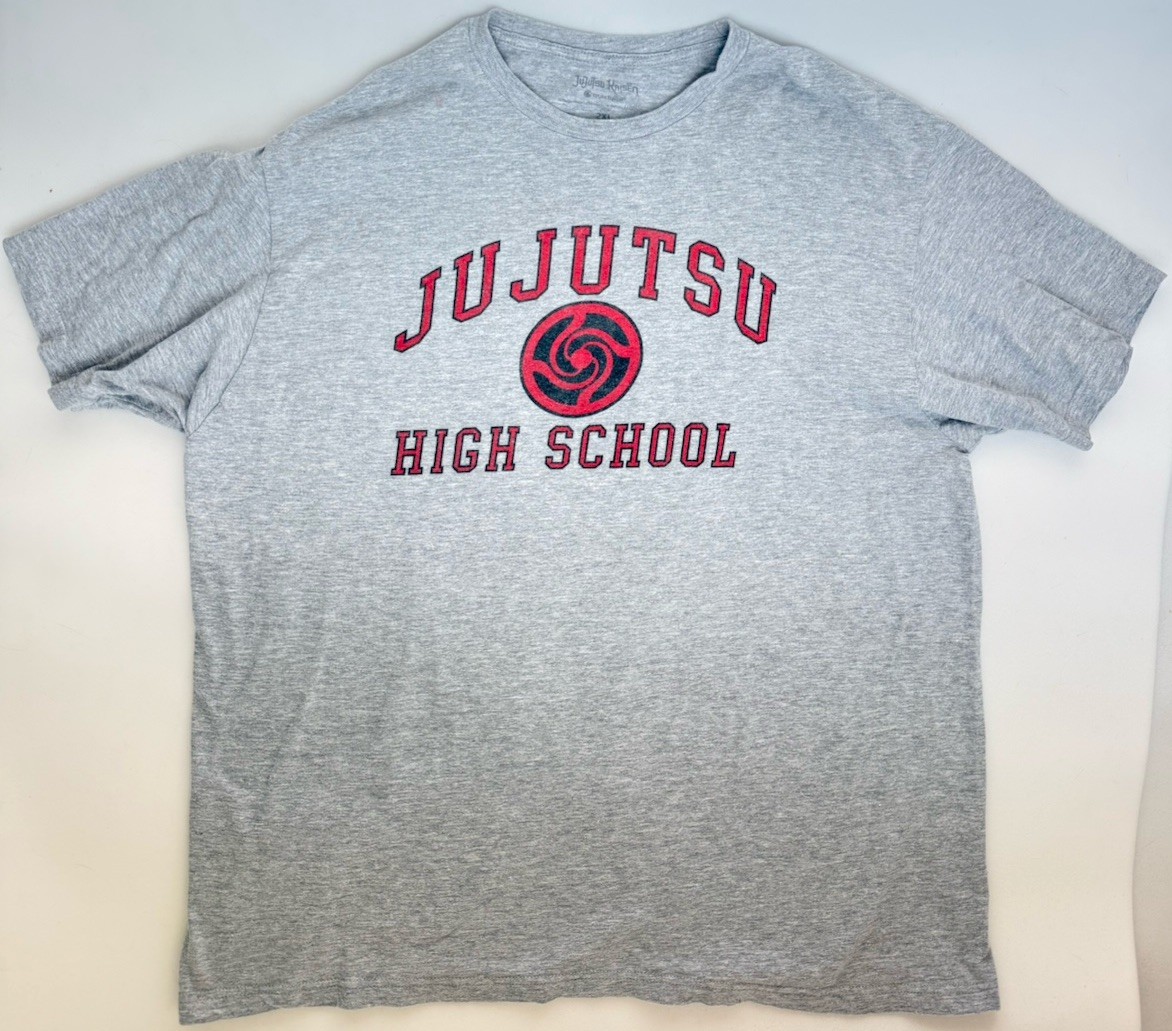 Jujutsu Kaisen High School Gray T-Shirt Anime Red & Black Graphic Print Size 2XL