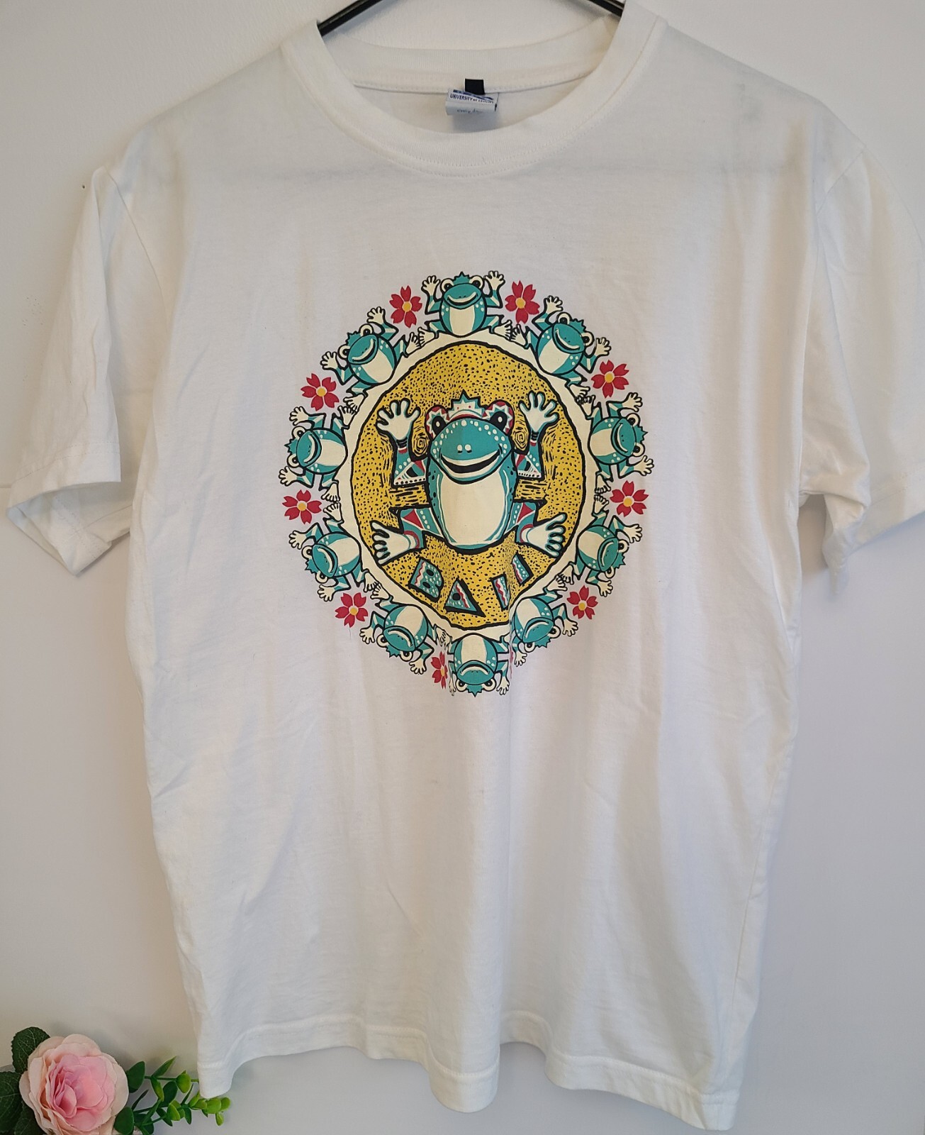 Vintage Frog Bali Pop Art University Of Leisure Men T-Shirt White, Size M