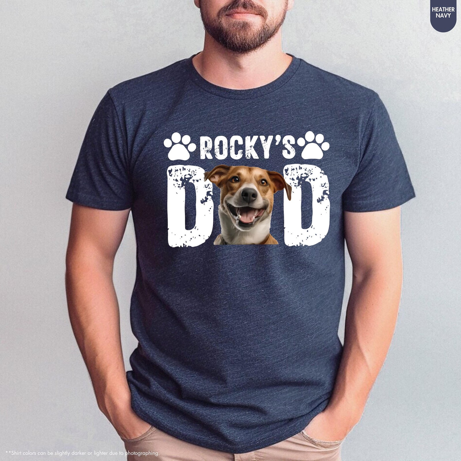 Personalized Dog Dad Shirt Custom Pet Photo & Dog Name Fathers Day Gift