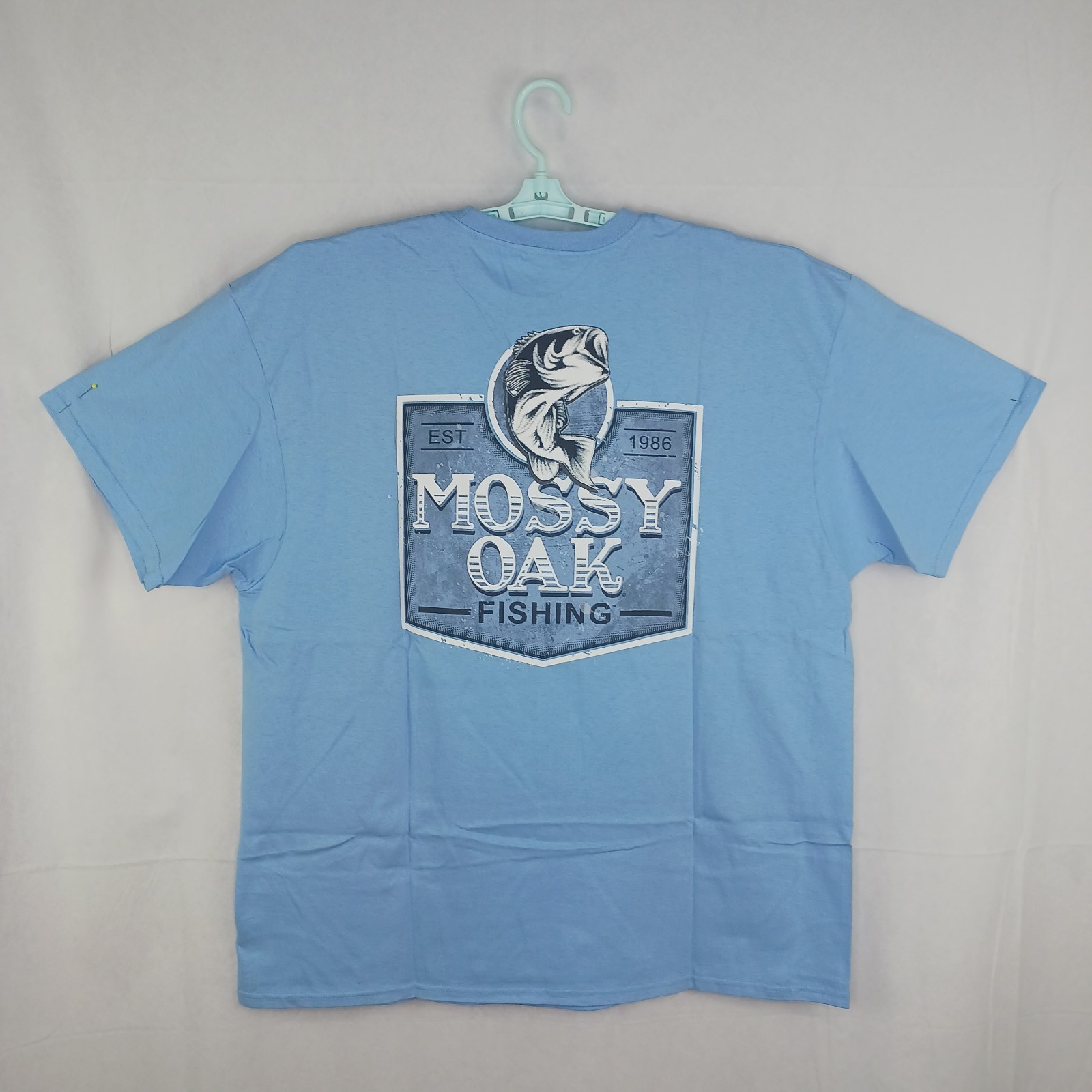 Mossy Oak Men’s Fishing T-Shirt Outdoors Sportsman Lightblue 2XL 50-52 summer