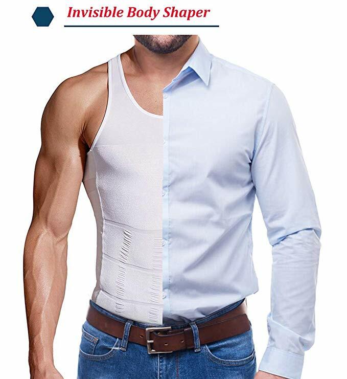 Men Compression Shirt Sleeveless Body Shaper Base Layer Slimming Tank Top Vest