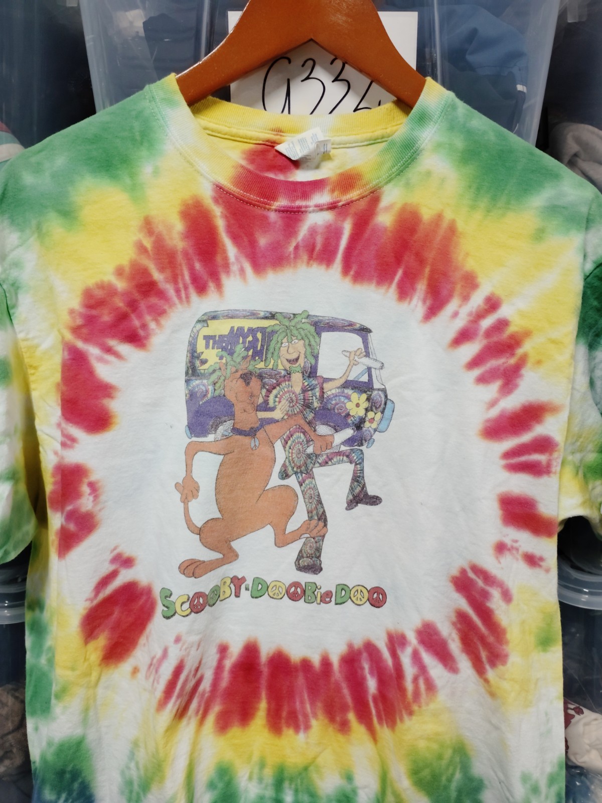 Scooby Doo 420 Rasta Shirt Doobie Doo Size L Tie Dye Multi Colored A30
