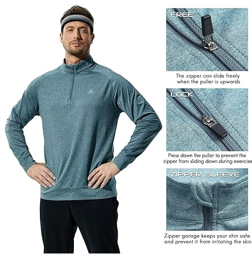 Haimont Men’s 1/4 Zip Pullover Shirt Long Sleeve Lightweight Quick Dry XL
