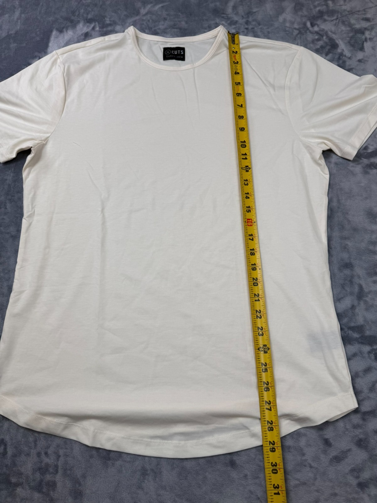 Cuts Clothing Short Sleeve Curve-Hem T-Shirt Mens Extra Large Ivory Pyca Pro
