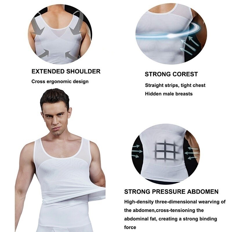 Camisa de compresión de pecho para hombres para ocultar moobs de ginecomastia
