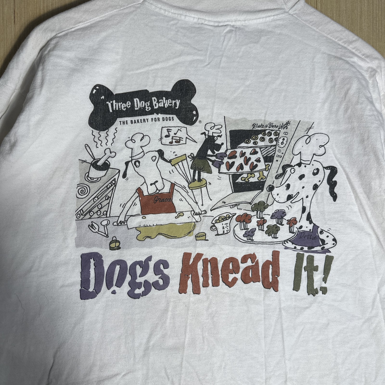 Vintage 90s Three Dog Bakery Graphic Print White XL T-Shirt Men’s