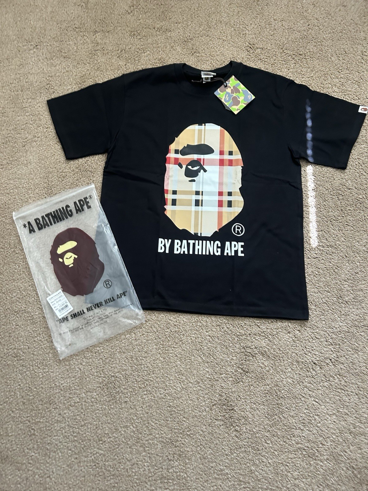 A Bathing Ape BAPE Ape Head Graphic Tee Black Men’s L Crew Neck Cotton