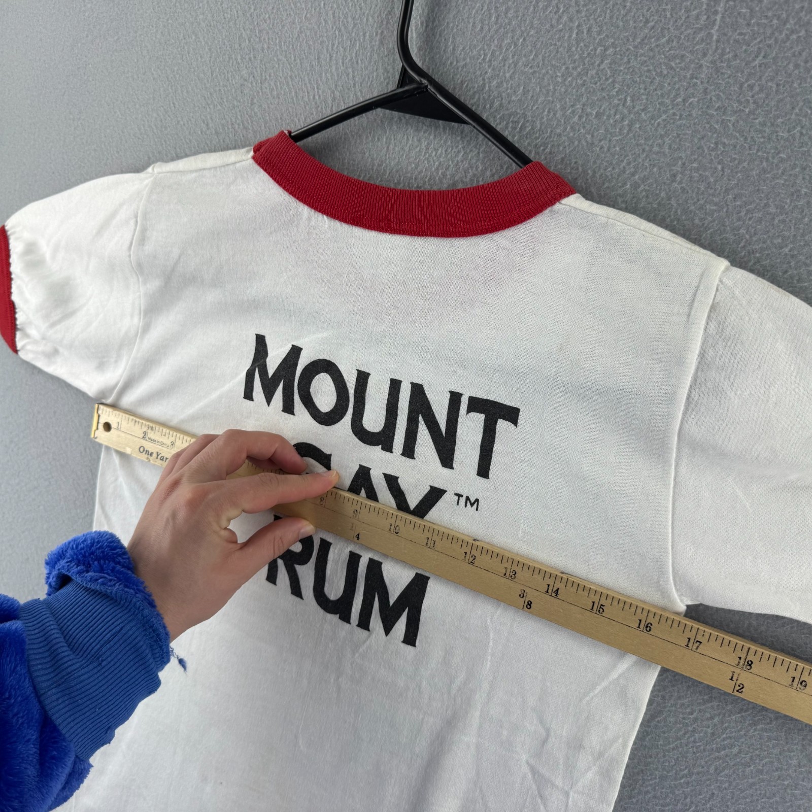 Vintage Mount Gay Rum Shirt Mens Fits Small Ringer 70s 80s Alcohol Promo