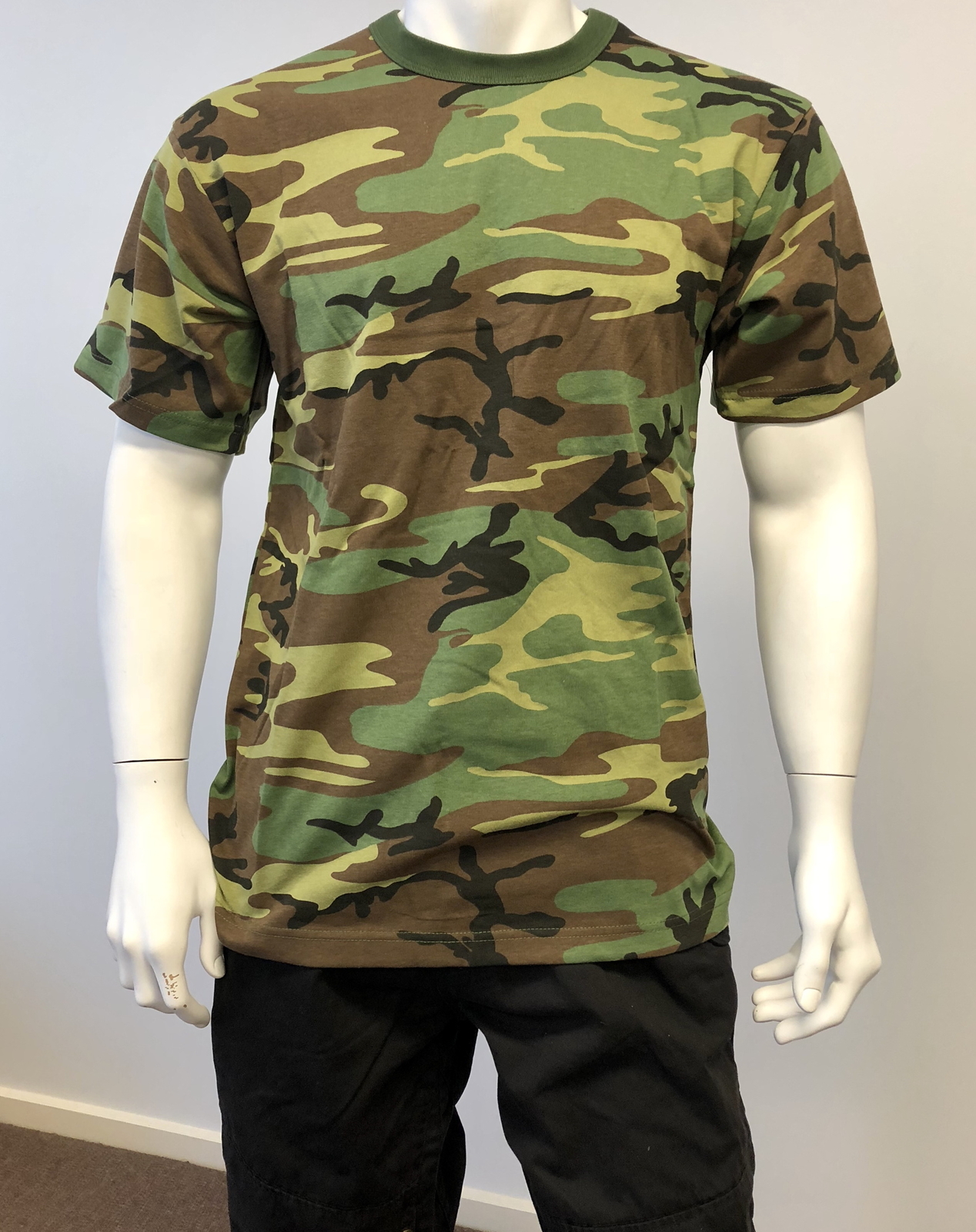 Mens Womens Kids Teens Army Training Gym Outdoor T-SHIRT Tee Tank -Woodland Camo