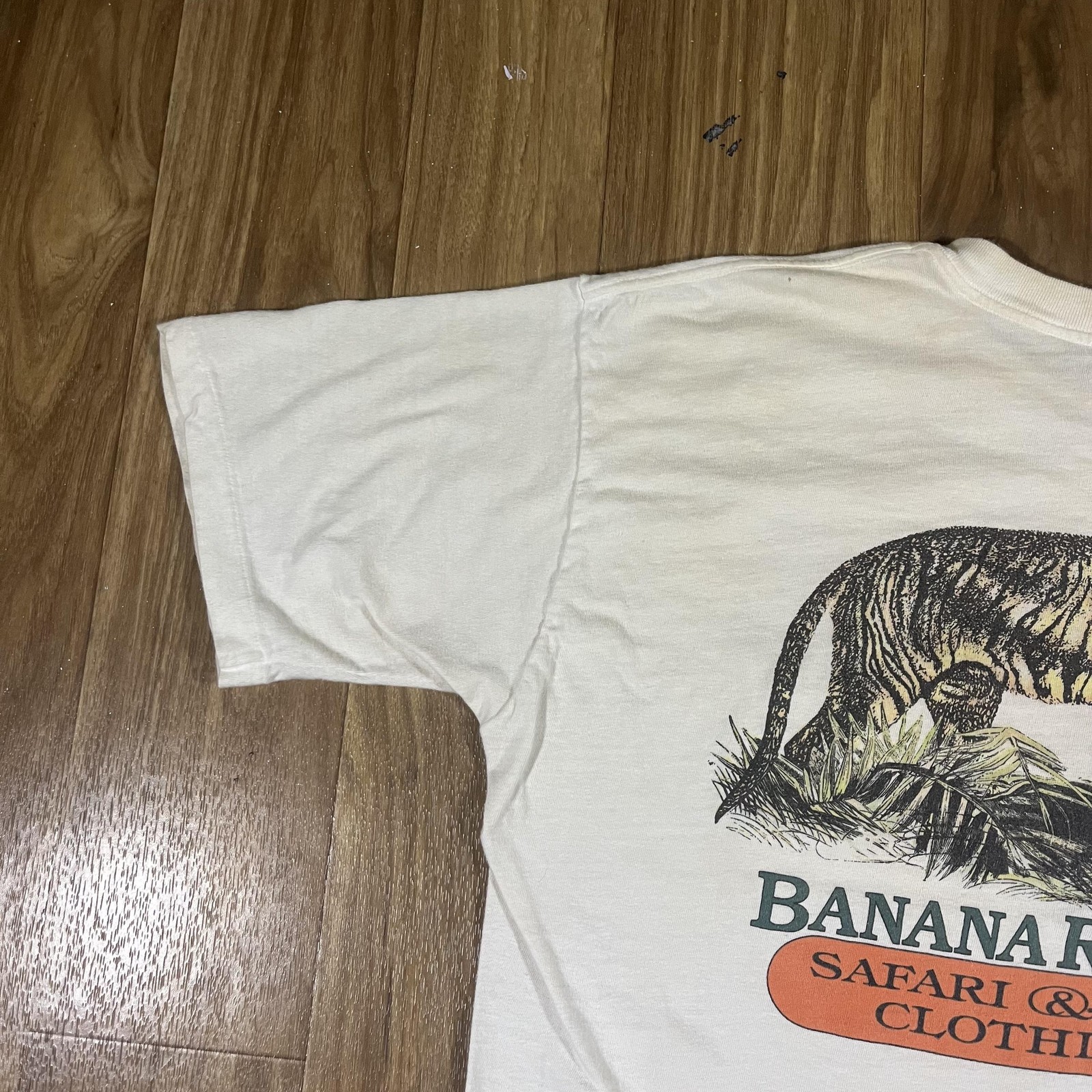Vintage Banana Republic Shirt Mens Large White Tiger Safari Graphic Pocket Tee