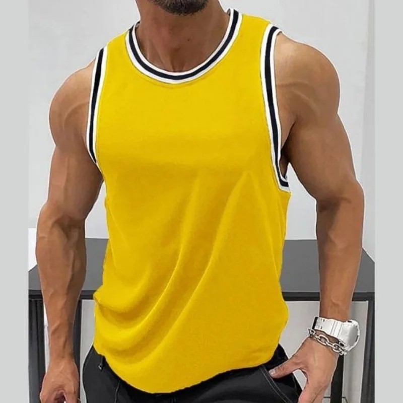 3d Printed Colorful Stripes Tank Tops for Men Simple Fashion Pattern Tees Summer