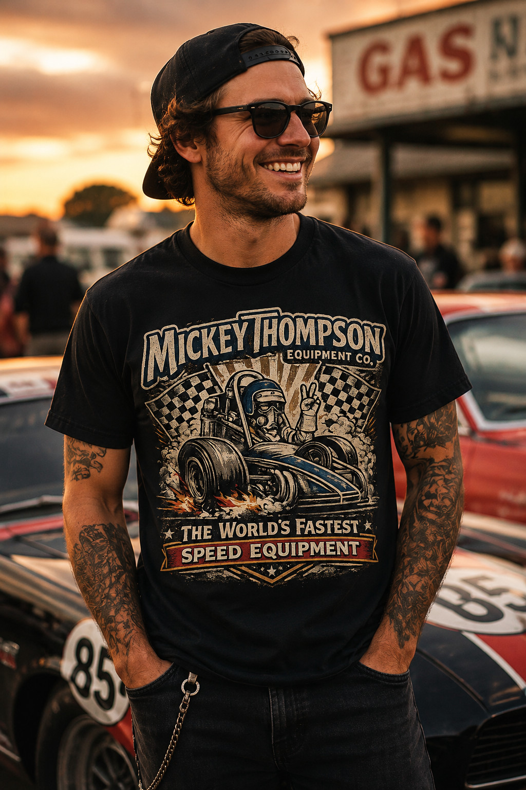 Mickey Thompson Drag Racing Vintage Hot Rod Speed Equipment T-Shirt
