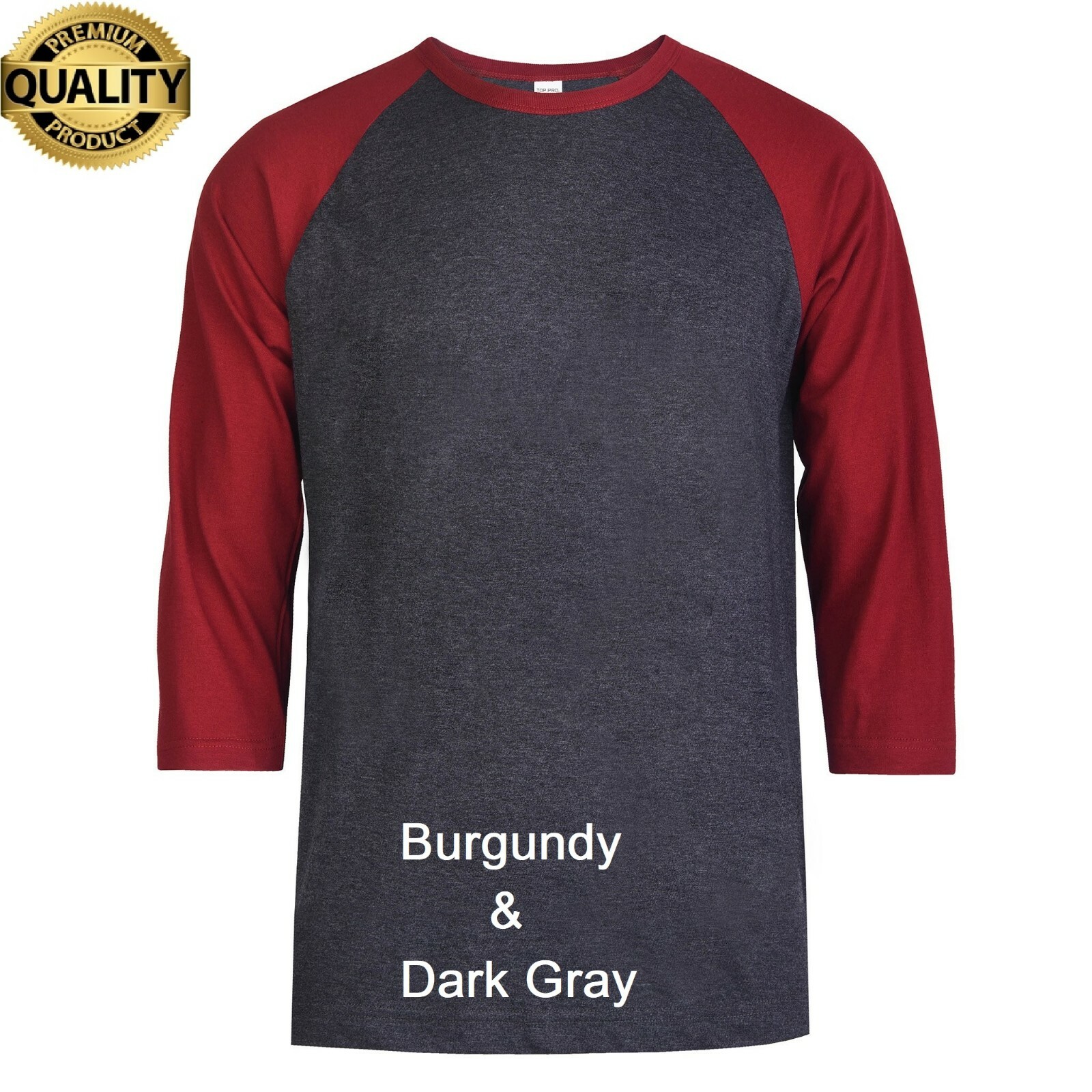 Men’s Baseball T-Shirt 3/4 Sleeve Premium Cotton Raglan Two Tone Jersey Tee