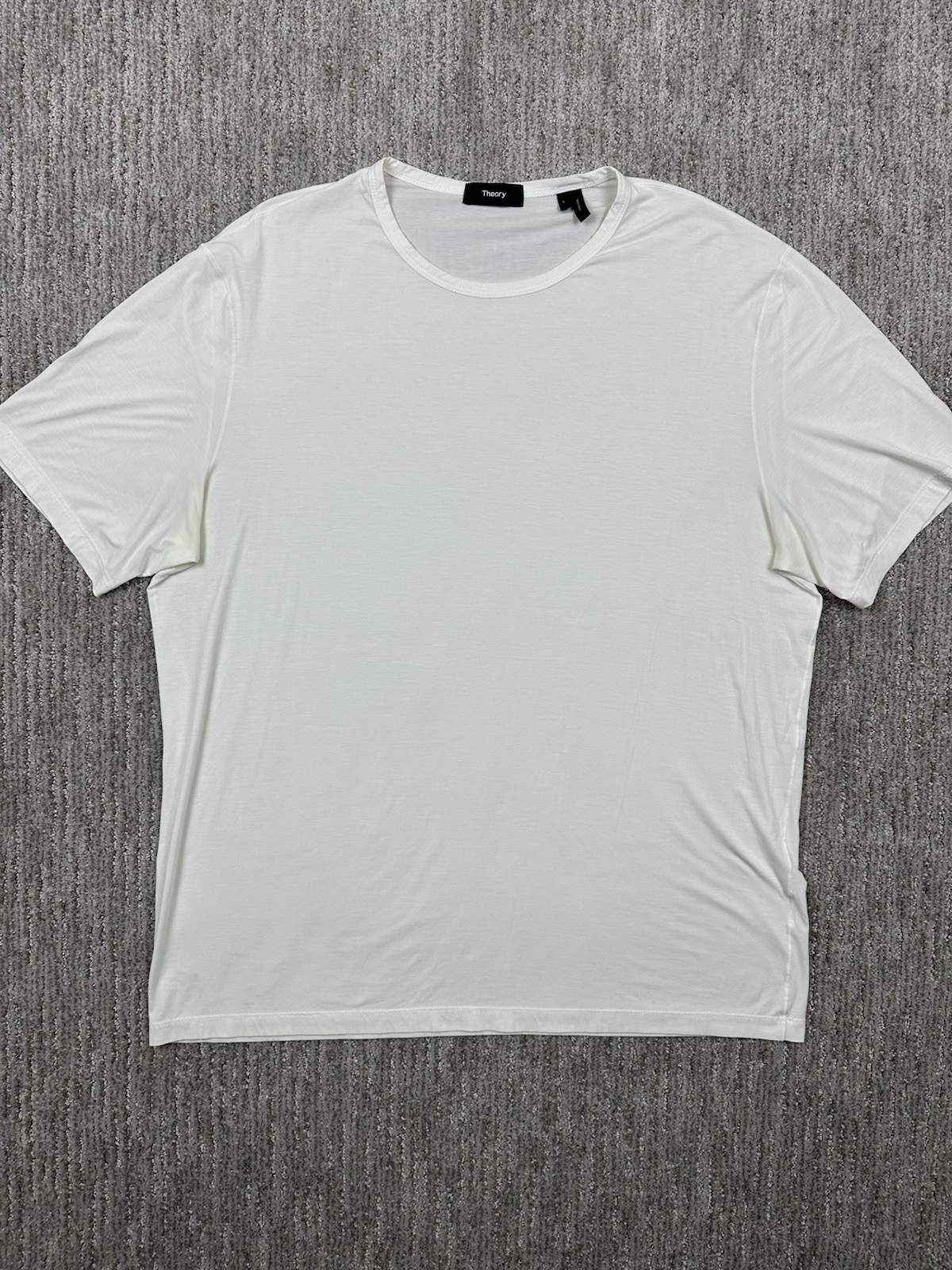 Theory Mens Large Essential Tee Anemone Milano White Modal Blend T-Shirt