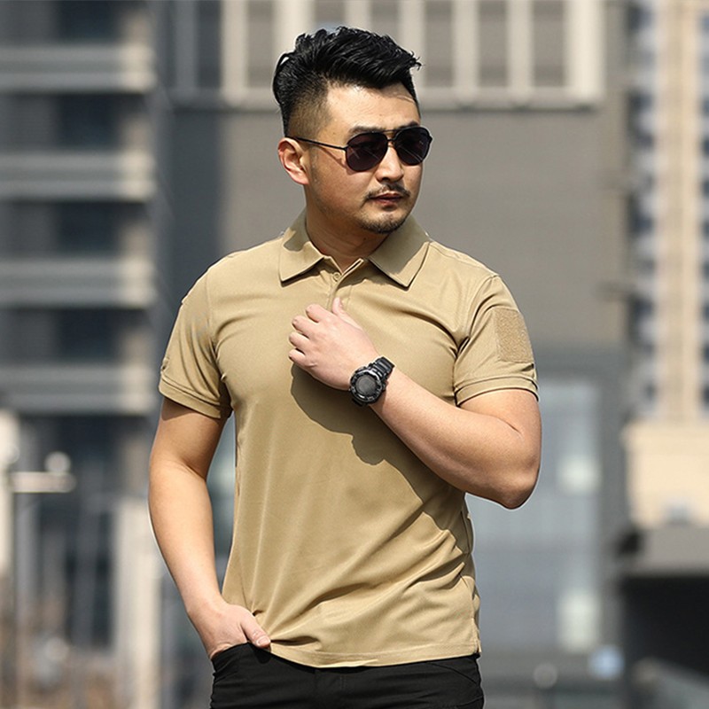 Men’s Tactical Polo T-Shirt Quick Dry Combat Short Sleeve Team Work Casual Shirt