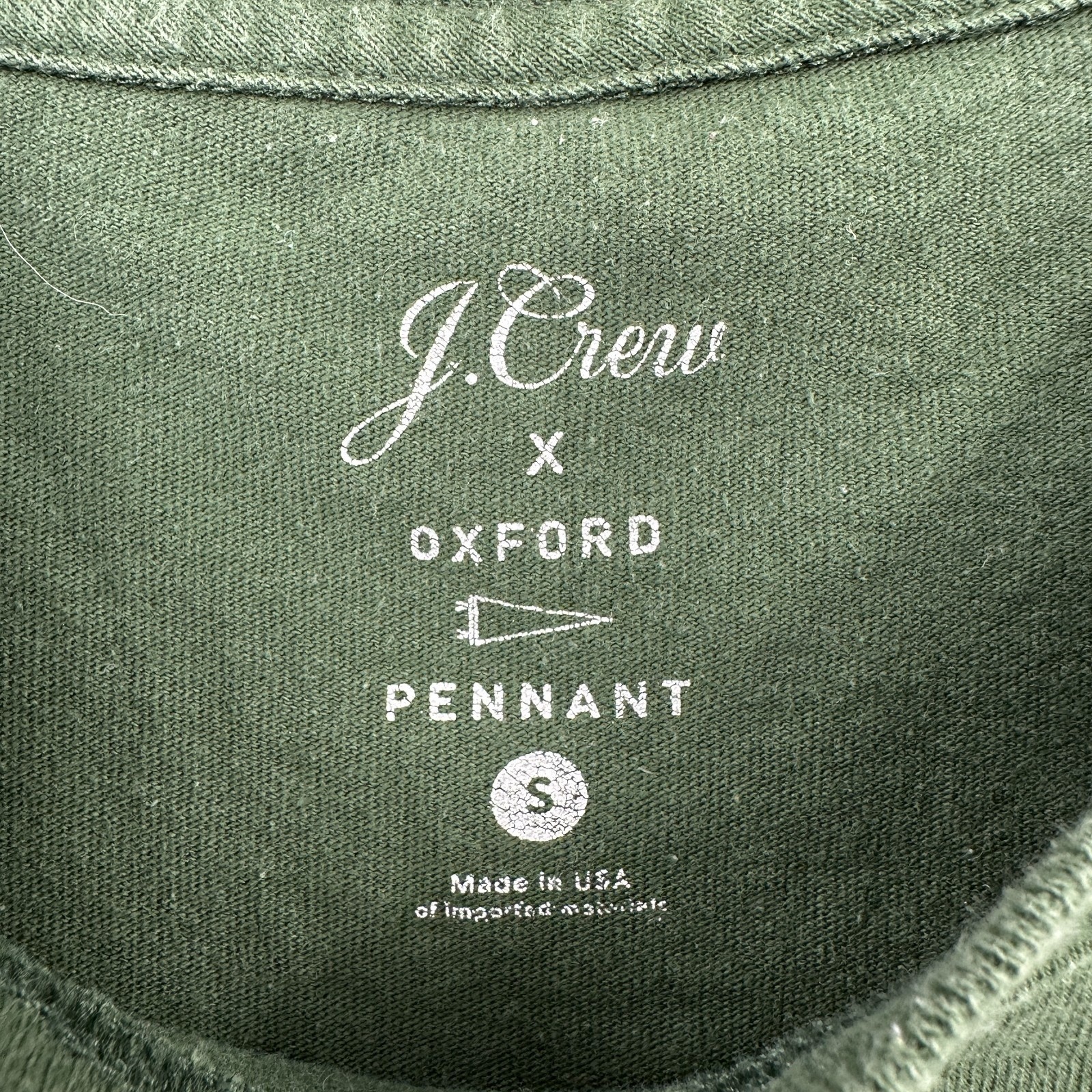 J Crew x Oxford Pennant NY T-Shirt Mens SZ S Green Shirt Academia Preppy College