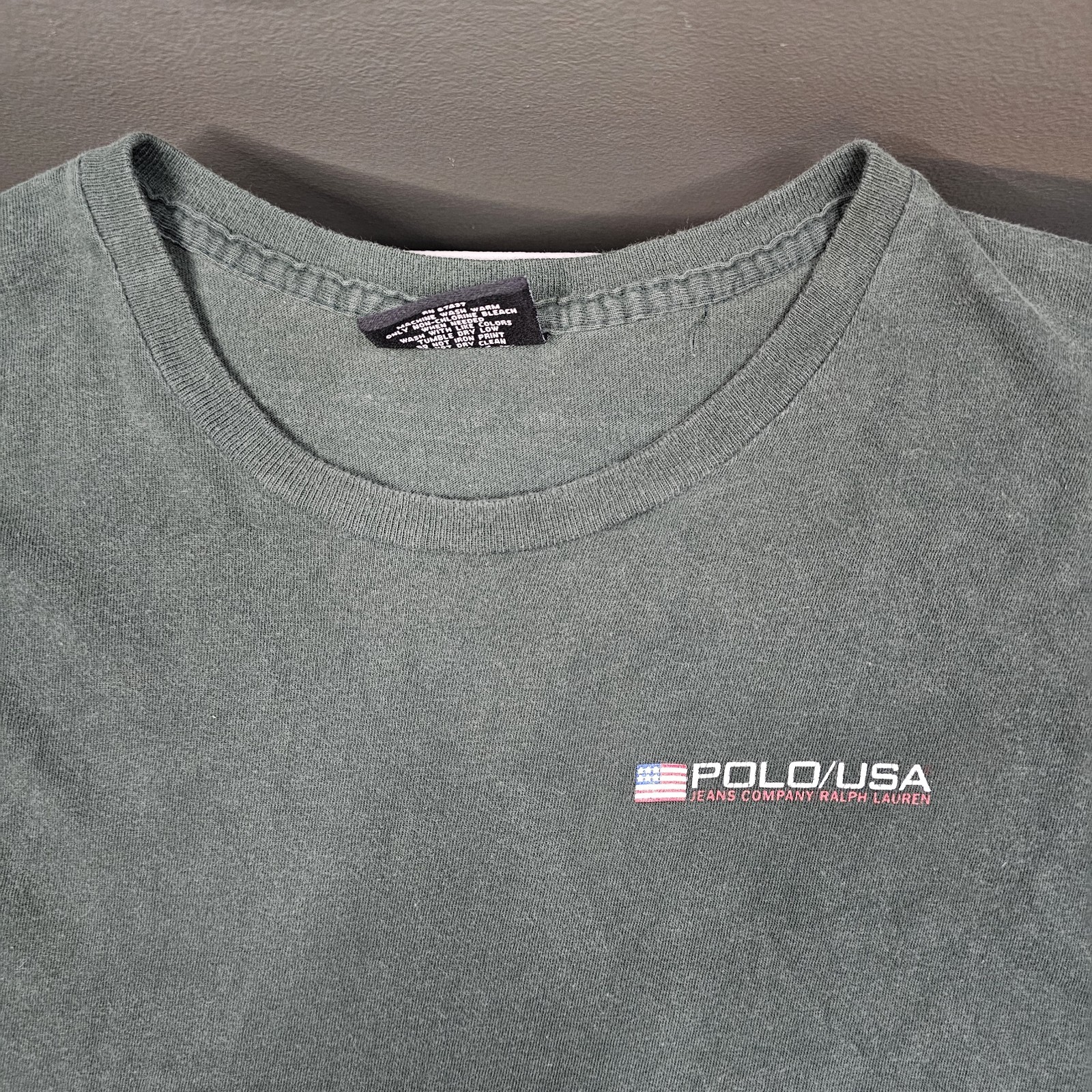 Vintage Polo Jeans Co Tshirt Ralph Lauren Green 90s Y2K Preppy Retro Classic