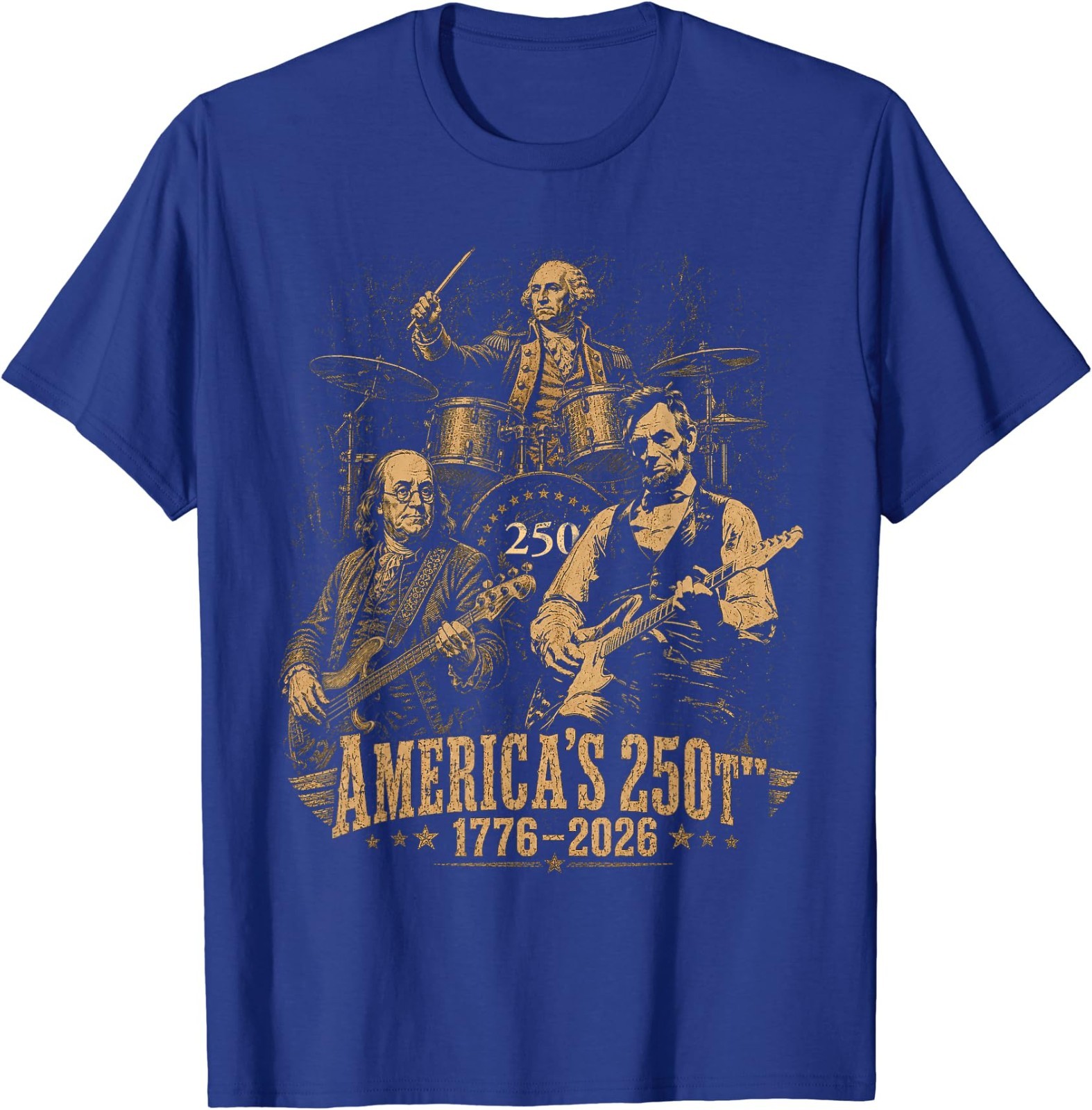 250 Years Patriot Guitar Drum Band American Flag 1776 2026 T-Shirt